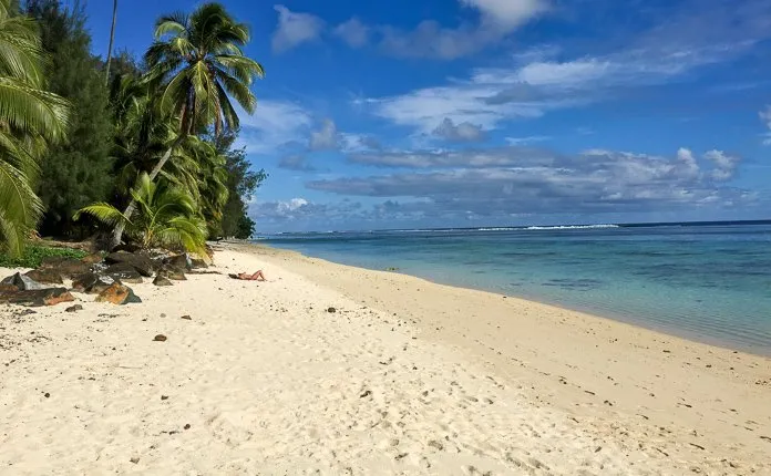 Girl Laying on Island Beach Rarotonga