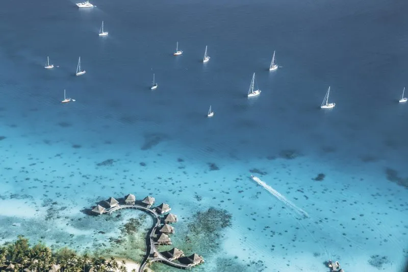 Flying over a Resort in French Polynesia